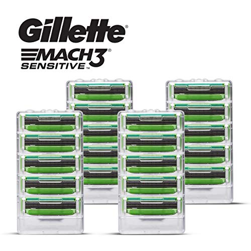 Gillette Mach3 Sensitive Mens Razor Blade Refills, 20 Count, Designed for Sen...
