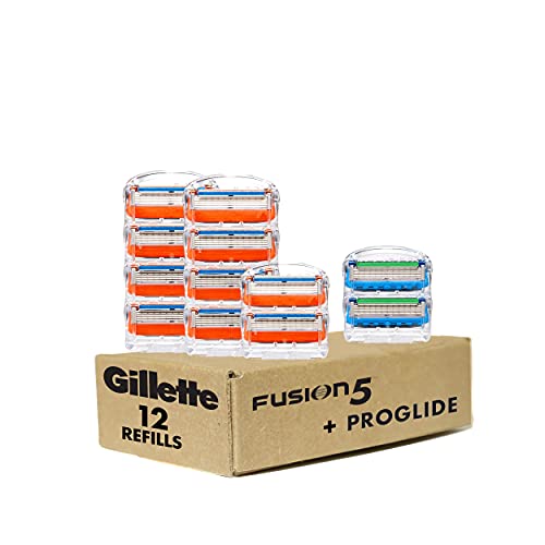 Gillette Mens Razor Blade Refills, 10 Fusion5 Cartridges, 2 ProGlide Cartridg...