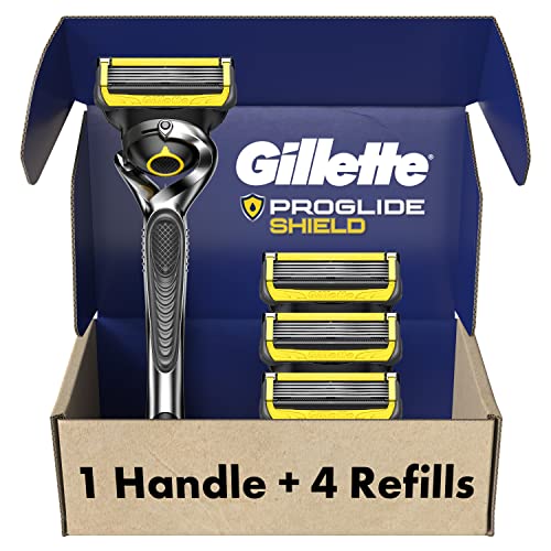 Gillette ProGlide Shield Razor for Men, 1 Gillette Razor, 4 Razor Blade Refil...