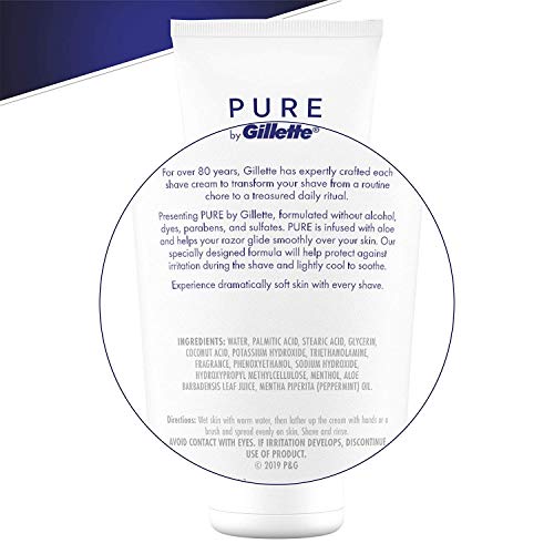 Gillette PURE Soothing Shaving Cream with Aloe, Pack of 3, 6oz each