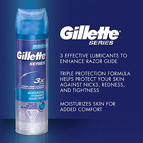 Gillette Series 3X Moisturizing Shave Gel, 6 Count, 7oz Each, Lubrication to ...