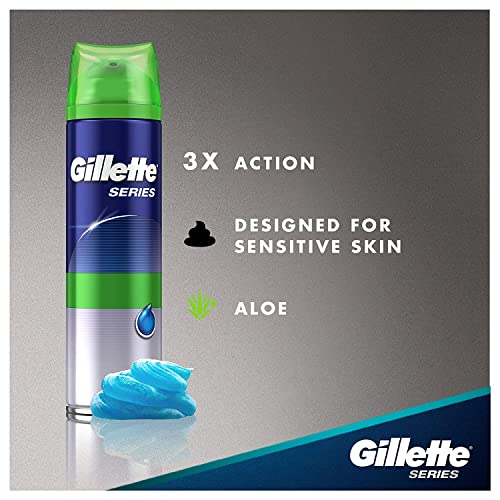 Gillette Series 3X Sensitive Shave Gel, 6 Count, 7oz Each, Hydrates, Protects...