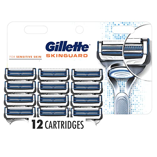 Gillette SkinGuard Mens Razor Blade Refills, 12 Count, Designed for Men with ...