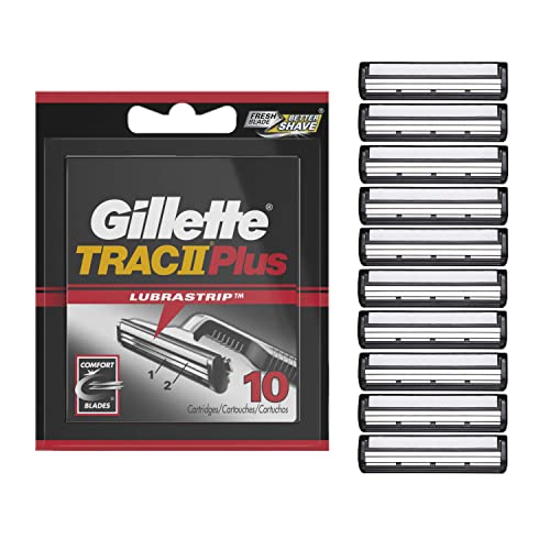 Gillette TRAC II Plus Mens Razor Blade Refills, 10 Count, Delivers a Clean, C...