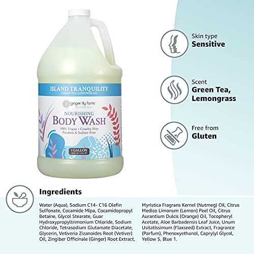 Ginger Lily Farms Botanicals Nourishing Body Wash, Island Tranquility, 100% V...