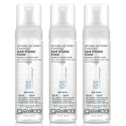 GIOVANNI Mousse Air-Turbo Charged Hair Styling Foam, 7 oz. , Lightweight for ...