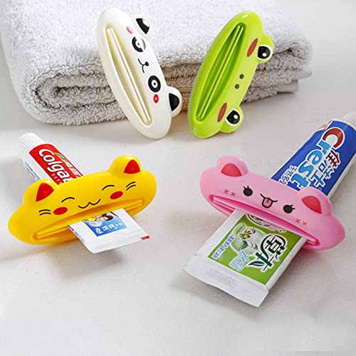 4 Pack Toothpaste Squeezer,Cartoon Frog/Panda/Tiger/Pig Tube Squeezer Tool Di...