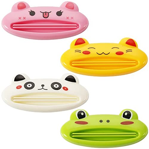 4 Pack Toothpaste Squeezer,Cartoon Frog/Panda/Tiger/Pig Tube Squeezer Tool Di...