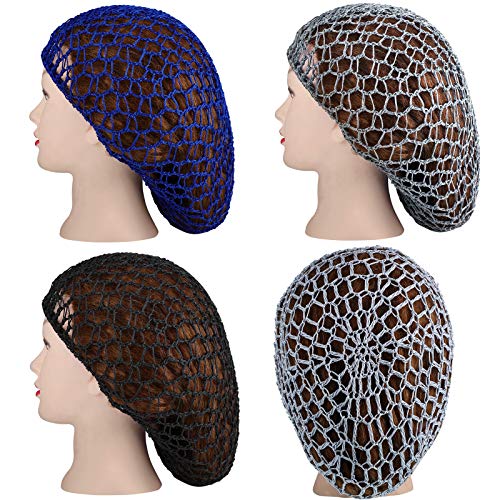 3 Pieces Mesh Hair Net Rayon Crochet Hair Nets Knit Snood Hat Crocheted Sleep...