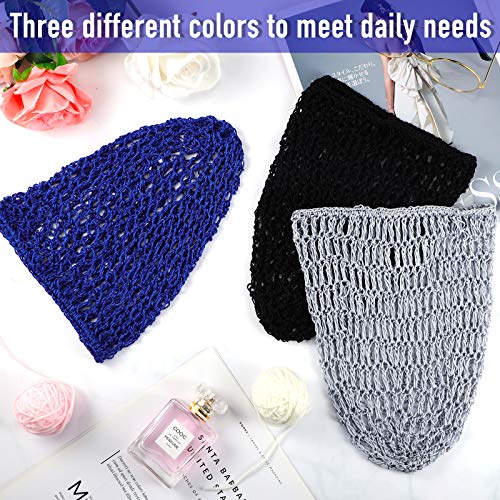 3 Pieces Mesh Hair Net Rayon Crochet Hair Nets Knit Snood Hat Crocheted Sleep...