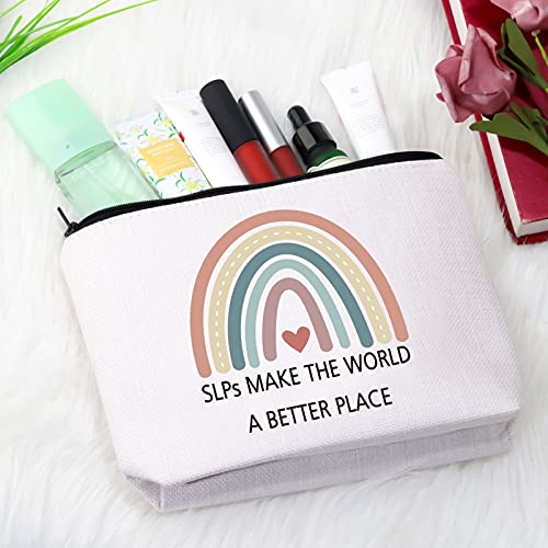 SLP Rainbow Zipper Pouch Speech Therapy Gift SLPs Make The World A Better Pla...
