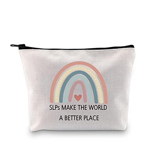 SLP Rainbow Zipper Pouch Speech Therapy Gift SLPs Make The World A Better Pla...
