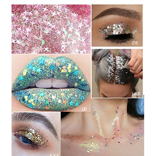 GL-Turelifes Body Glitter Gel, Easy to Apply&Remove 25g Mermaid Sequins Chunk...