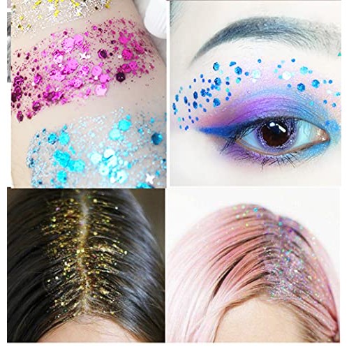 GL-Turelifes Body Glitter Gel, Easy to Apply&Remove 25g Mermaid Sequins Chunk...