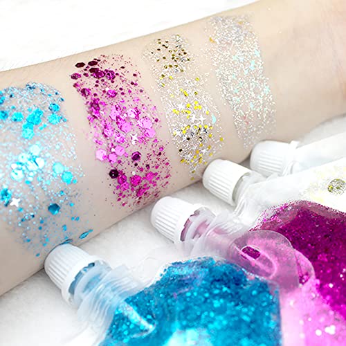 GL-Turelifes Body Glitter Gel, Easy to Apply&Remove 25g Mermaid Sequins Chunk...