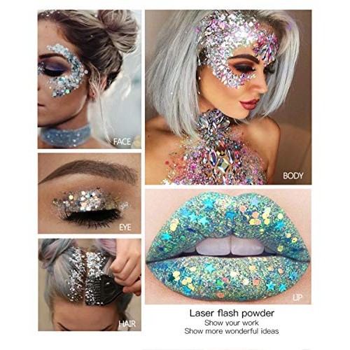 GL-Turelifes Mermaid Sequins Chunky Glitter Liquid Eyeshadow Glitter Body Gel...
