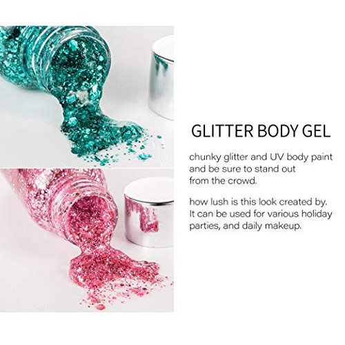 GL-Turelifes Mermaid Sequins Chunky Glitter Liquid Eyeshadow Glitter Body Gel...