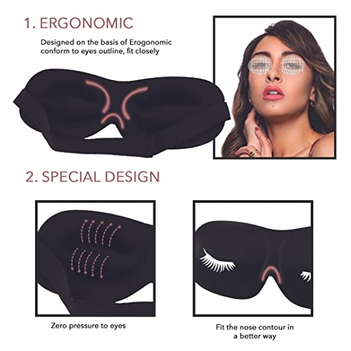 Eyelash Extension Sleep Mask | Contoured 3d Eye Mask | Pink Eye Covers For Sl...