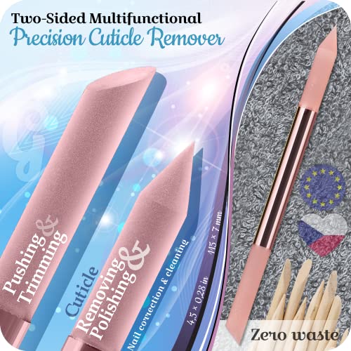 Glass Cuticle Pusher by GLADZY - Manicure Stick, Genuine Czech Quality, Profe...