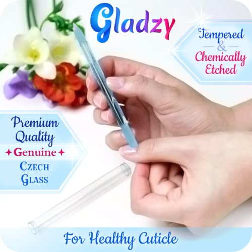 Glass Cuticle Pusher by GLADZY - Manicure Stick Professional Nail Care, Preci...