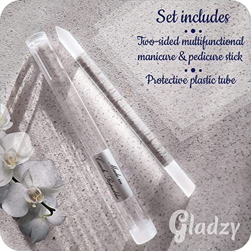 Glass Cuticle Pusher by GLADZY - Manicure Stick Professional Nail Care, Preci...