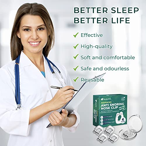 Glalove Anti Snoring Devices - Premium Anti Snoring Nose Clip, Instantly Redu...