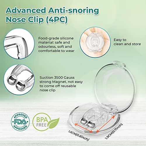 Glalove Anti-Snoring Solution, 4 Pack Silicone Magnetic Nose Clips & 8 Pack S...