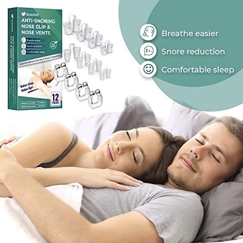 Glalove Anti-Snoring Solution, 4 Pack Silicone Magnetic Nose Clips & 8 Pack S...