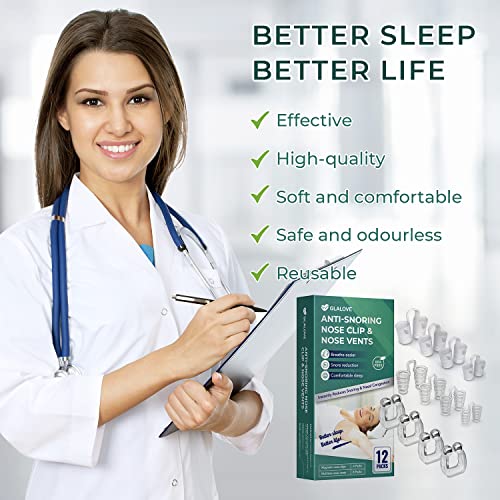 Glalove Anti-Snoring Solution, 4 Pack Silicone Magnetic Nose Clips & 8 Pack S...