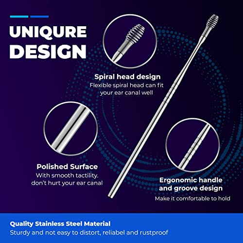 Glalove Ear Wax Removal Stainless Steel 360° Spiral Ear Care Tools