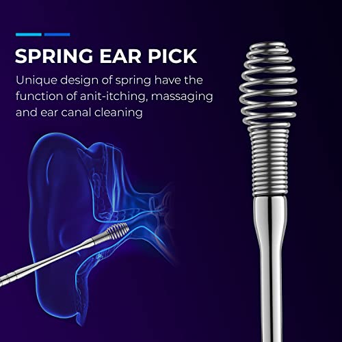 Glalove Ear Wax Removal Stainless Steel 360° Spiral Ear Care Tools