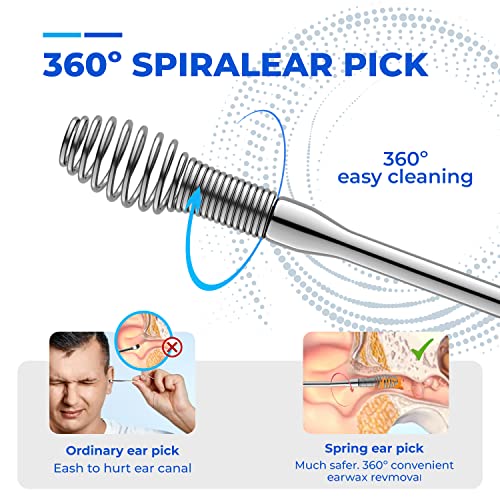 Glalove Ear Wax Removal Stainless Steel 360° Spiral Ear Care Tools