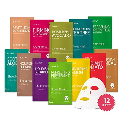 Sheet mask by Glam Up Facial Sheet Mask BTS 12 Combo (Pack of 12) - Face Mask...