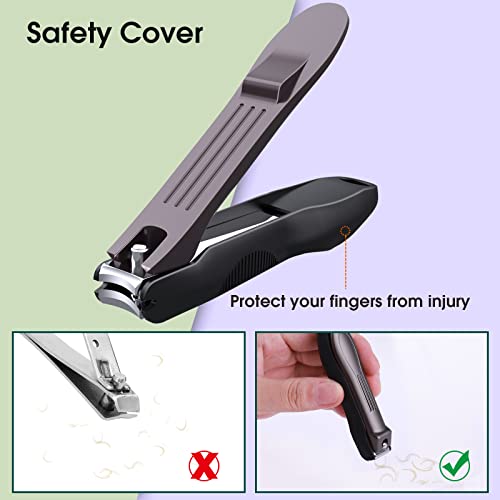 GLAMFIELDS Nail Clippers with No Splash Storage Box, Large Fingernail Toenail...