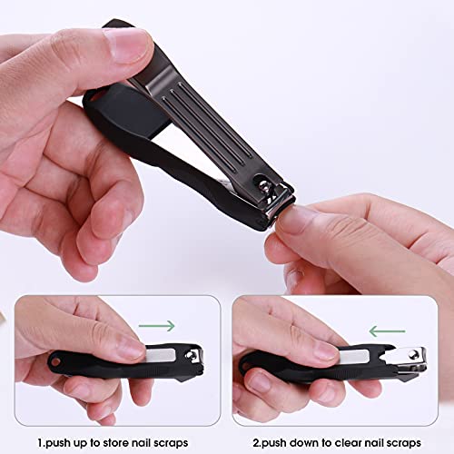 GLAMFIELDS Nail Clippers with No Splash Storage Box, Large Fingernail Toenail...