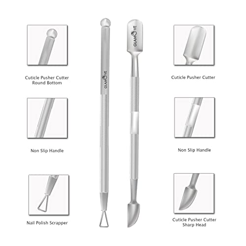 GLAMOVE Nail Cuticle Pusher Set - Stainless Steel Cuticle Remover Gel - Profe...