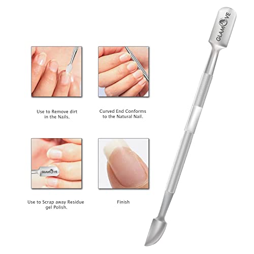 GLAMOVE Nail Cuticle Pusher Set - Stainless Steel Cuticle Remover Gel - Profe...