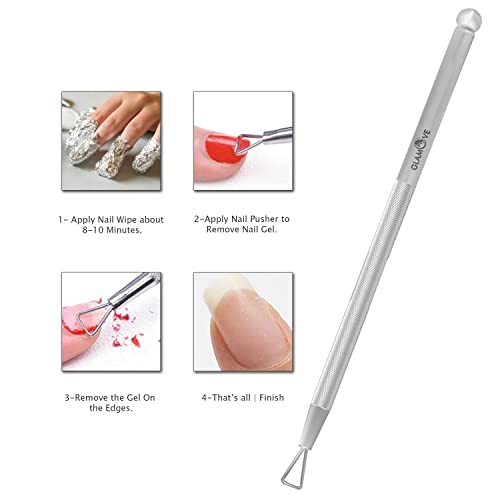GLAMOVE Nail Cuticle Pusher Set - Stainless Steel Cuticle Remover Gel - Profe...