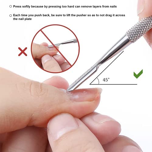 GLAMOVE Nail Cuticle Pusher Set - Stainless Steel Cuticle Remover Gel - Profe...