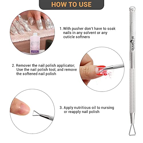 GLAMOVE Nail Cuticle Pusher Set - Stainless Steel Cuticle Remover Gel - Profe...