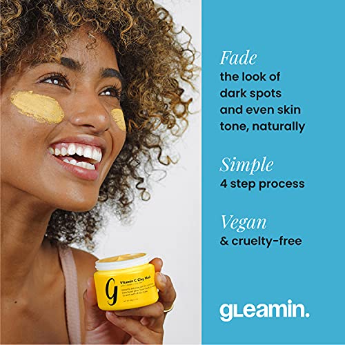 Gleamin Turmeric Vitamin C Clay Mask & Mask Brush - Clay Face Mask with Aloe ...