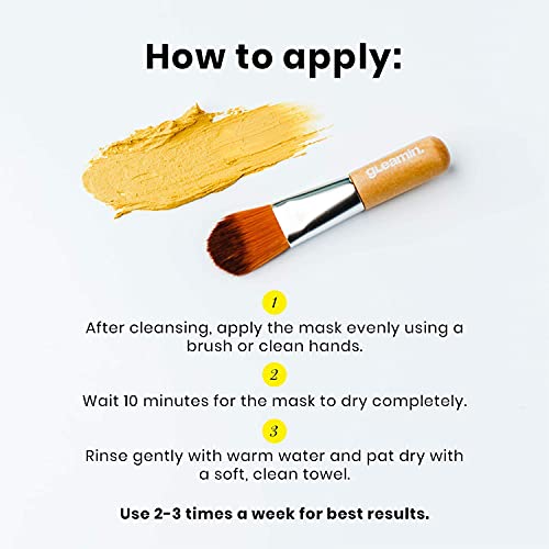 Gleamin Turmeric Vitamin C Clay Mask & Mask Brush - Clay Face Mask with Aloe ...