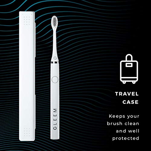 Gleem Battery Power Electric Toothbrush with Travel Case, Soft Bristles, White
