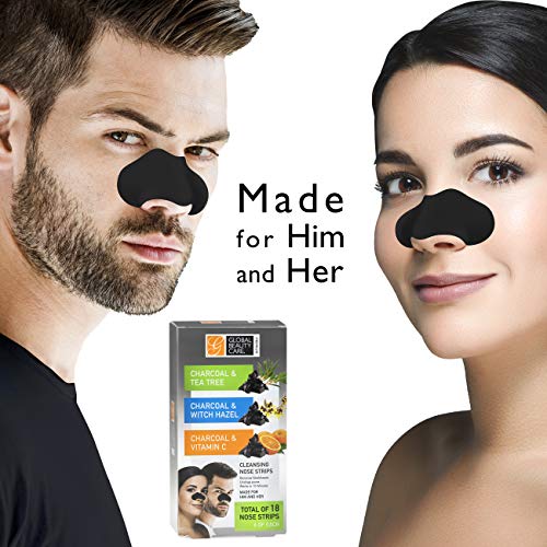Global Beauty Care Premium 18 Nose Cleansing Strips VARIETY PACK Charcoal wit...