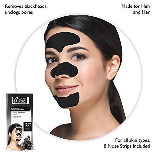 Global Beauty Care Premium Triple Zone Cleansing Strips of Activated Charcoal...