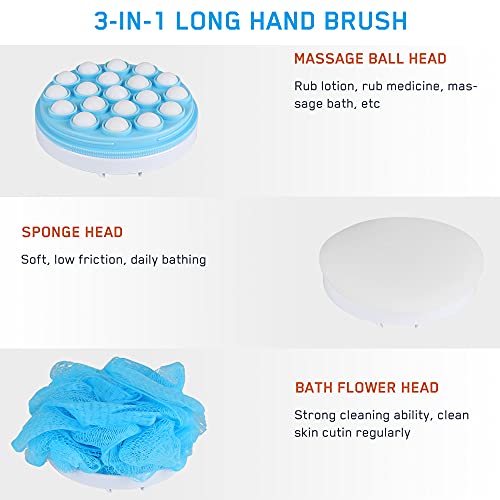 Globalstore Back Scrubber for Shower, 3 in 1 Multifunction Shower Brush Set L...
