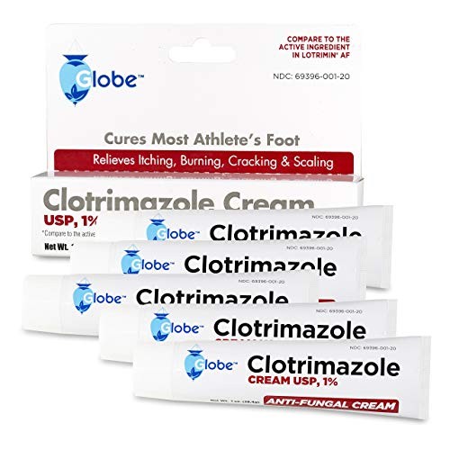 (5 pack) Globe Clotrimazole Antifungal Cream 1% (1 oz) Relieves the itching, ...