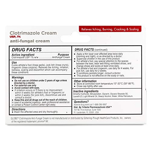 (5 pack) Globe Clotrimazole Antifungal Cream 1% (1 oz) Relieves the itching, ...