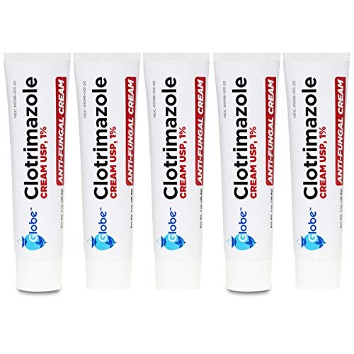 (5 pack) Globe Clotrimazole Antifungal Cream 1% (1 oz) Relieves the itching, ...