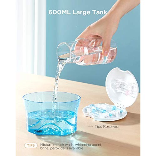 Water Flossers for Teeth , 600ML Dental Water Teeth Cleaner with 8 Jet Tips f...